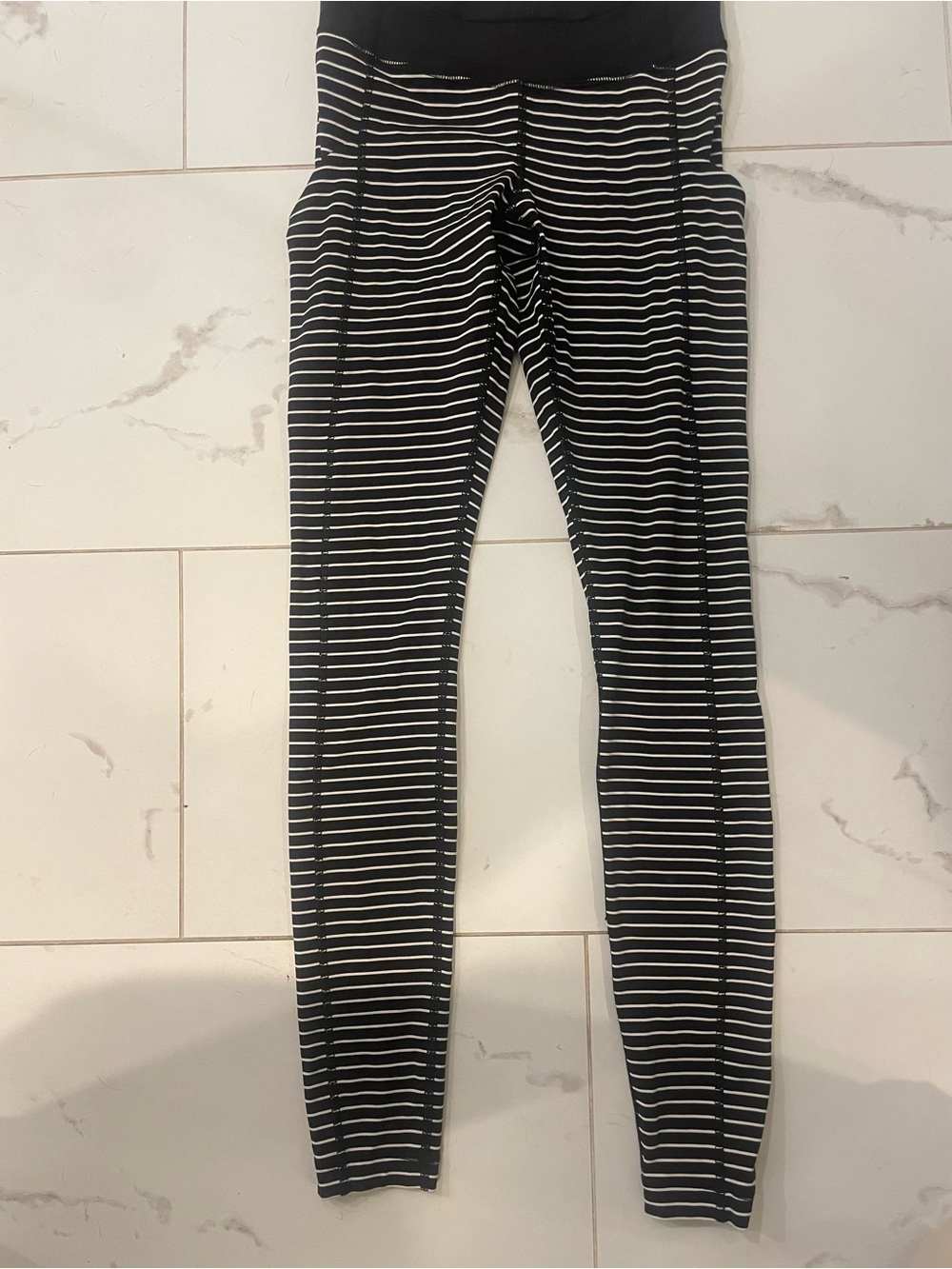 lululemon athletica Black & White Striped Leggings